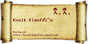 Kosik Kleofás névjegykártya